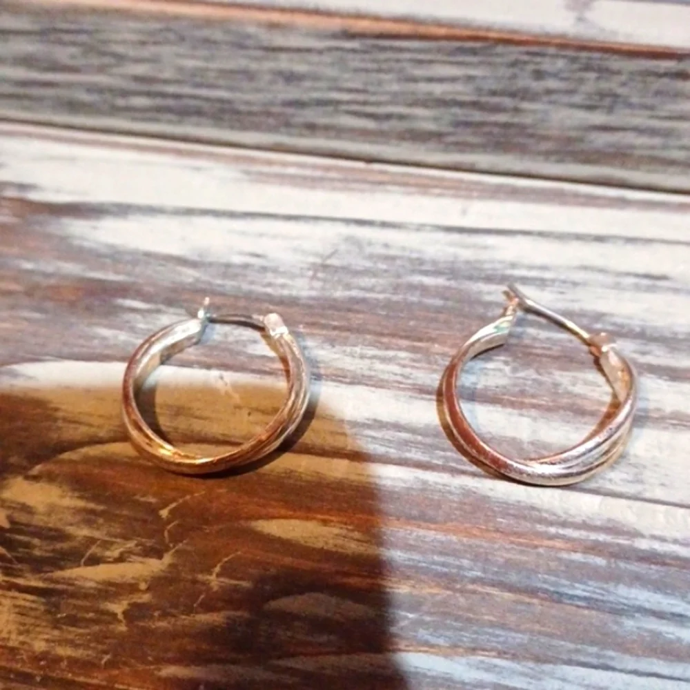 Silver Plated Twist Woman's Hoop Earrings‎